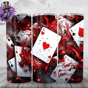 Cartas 3D Tumbler Wrap Png, design de fundo de copo de pôquer de 20 onças, gráfico de sublimação, download digital instantâneo de cartas de jogar