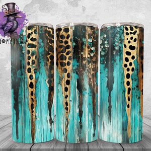 Leopard Tumbler Wrap Png, 20 oz Jaguar Tumbler Diseño de fondo, Gráficos de sublimación de textura Grunge, Descarga digital instantánea de animales