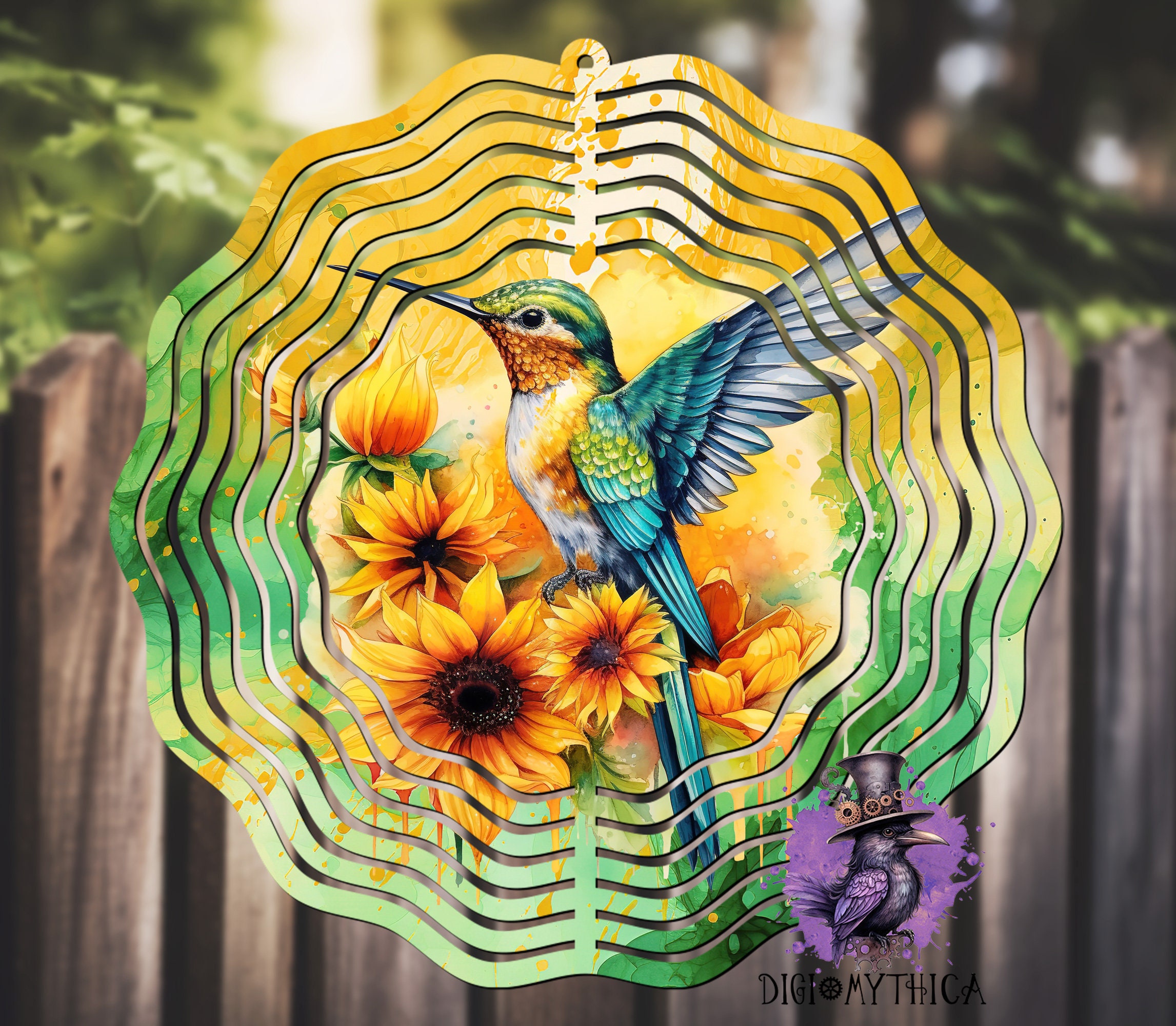 Hummingbird Wind Spinner Png, 10 in Bird Lover Windspinner Design