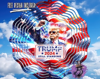 Trump 2024 Wind Spinner Png, 10in Conservative Patriot Windspinner Design, American President Sublimation Graphics, US Flag Digital Download