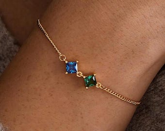 Aangepaste geboortesteenarmband, gouden familiegeboortesteenarmband, oma armband, moeder edelsteen sieraden, jubileumcadeau, verjaardagscadeau voor haar