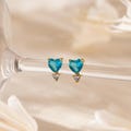 Personalized Two Heart Birthstone Earrings, Minimalism Birthstone Stud Earrings, Gold Stud Earrings, Anniversary Gift,Christmas Gift for Mom