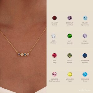 Birthstone Necklace, Dainty Family Birthstone Necklace, Personalized Gemstone Jewelry for Wife, Birthday Gift for Her, Mothers Day Gift