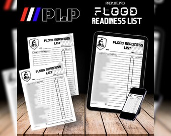 LISTA DE VERIFICACIÓN DE PREPARACIÓN PARA INUNDACIONES / Preparación para emergencias, Lista de verificación de evacuación, Lista de preparación para emergencias, Suministros básicos, Imprimible, Descarga instantánea