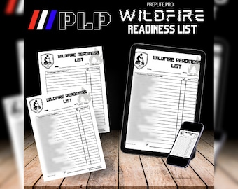 LISTA DE VERIFICACIÓN DE PREPARACIÓN PARA INCENDIOS FORESTALES / Lista de verificación de preparación para emergencias, lista de evacuación, lista de preparación para emergencias, suministros básicos, imprimible, descarga instantánea