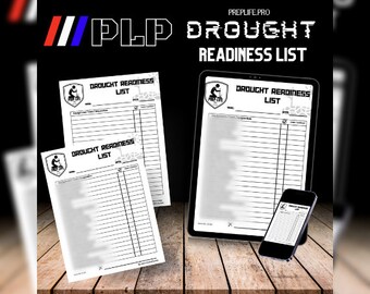 LISTA DE VERIFICACIÓN DE PREPARACIÓN PARA LA SEQUÍA / Preparación para emergencias, Lista de verificación de evacuación, Lista de preparación para emergencias, Suministros básicos, Imprimible, Descarga instantánea