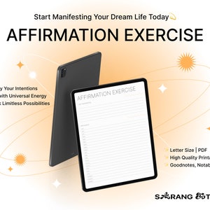 Affirmation Exercise | Manifestation Exercise | Manifestation Journal | Law of Attraction Planner | Gratitude Affirmation