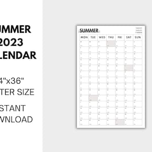 Minimalist Printable Summer 2023 Calendar Poster Family - Etsy