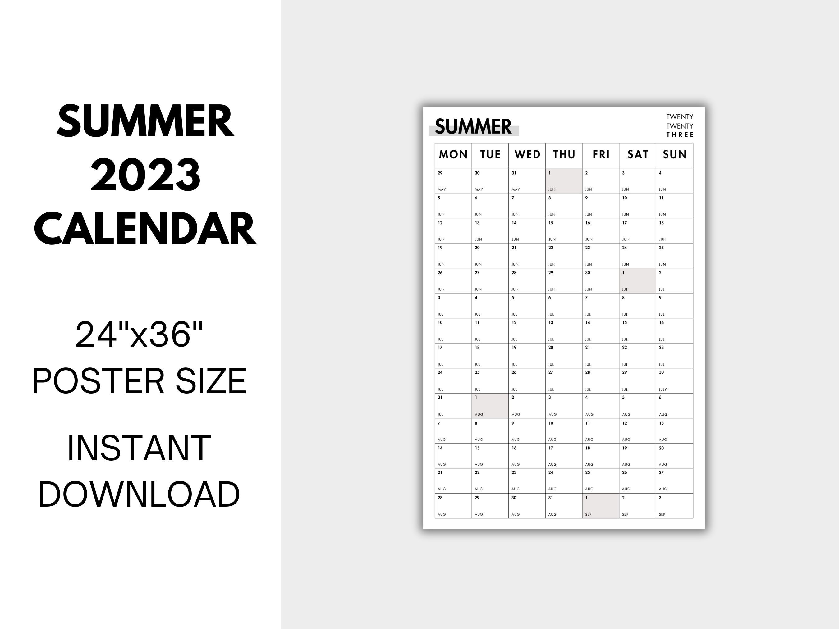 Minimalist Printable Summer 2023 Calendar Poster Family - Etsy