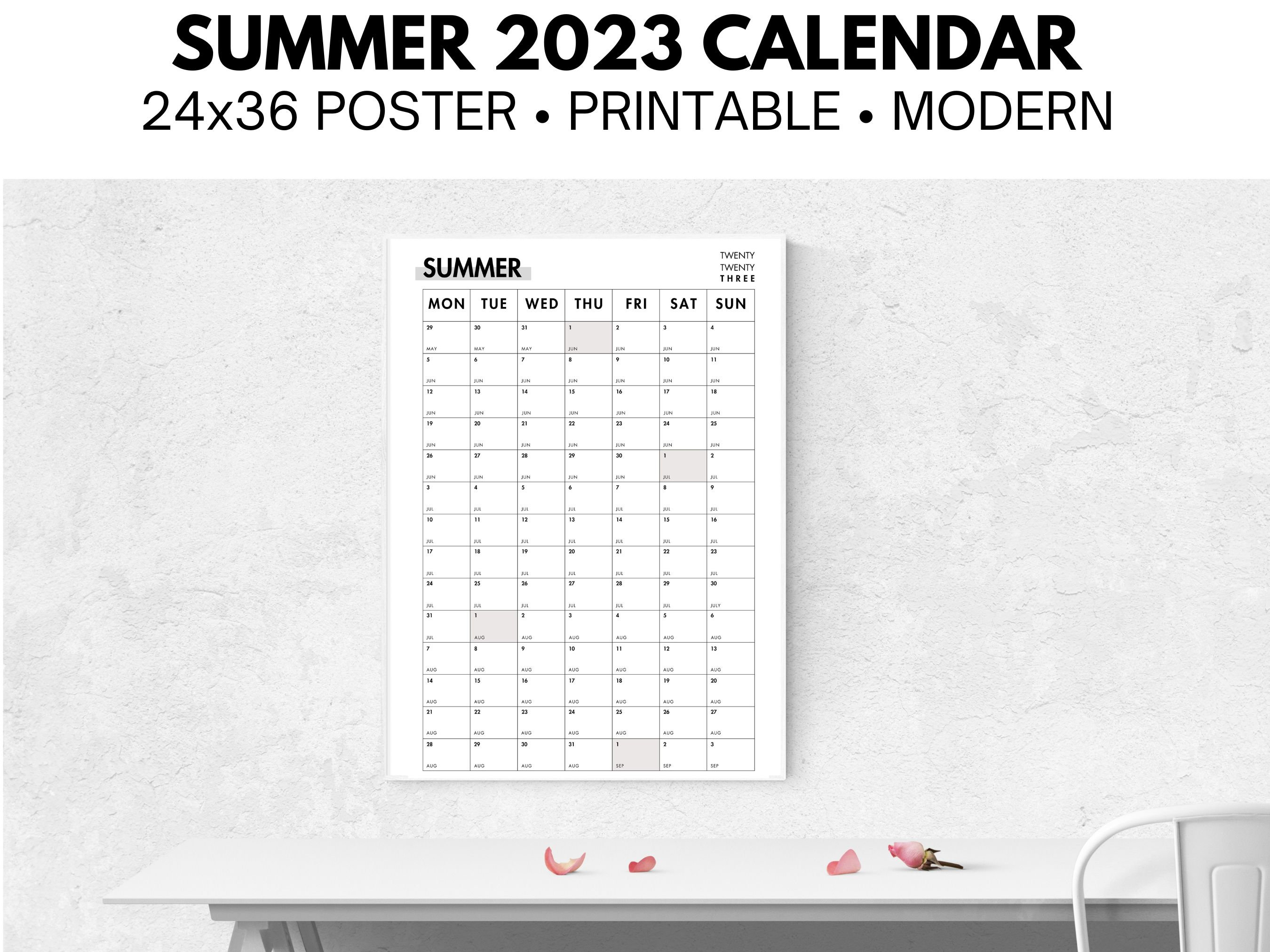 Minimalist Printable Summer 2023 Calendar Poster Family - Etsy