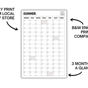 Minimalist Printable Summer 2023 Calendar Poster Family - Etsy