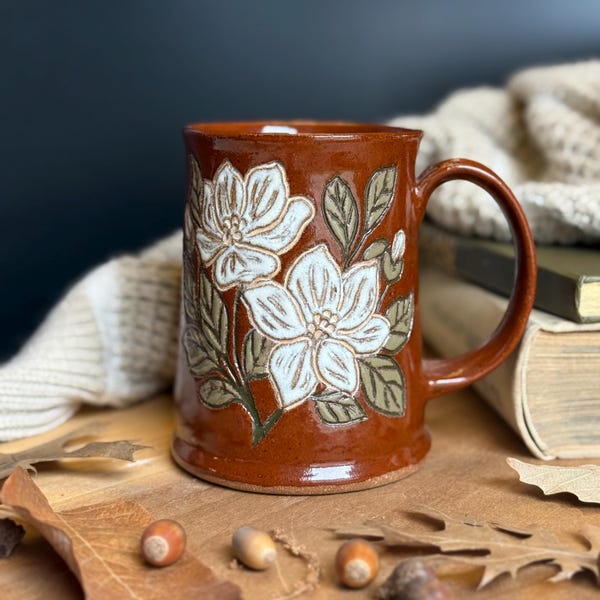 Southern Magnolia - Handmade Ceramic Mug - 16oz.