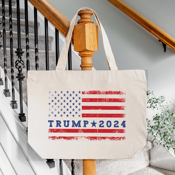 Trump 2024 Tote Bag, American Flag Tote Bag, Patriotic Trump Tote Bag, President Trump Totes, Donald Trump Tote Bag, 2024 Election Gifts
