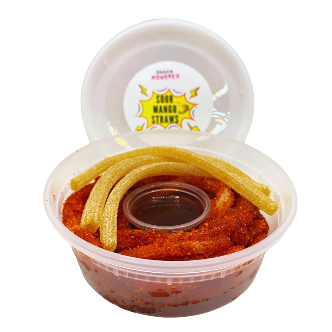 Chamoy Sour Mango Straws With Chamoy Sauce Dulce Enchilado Etsy