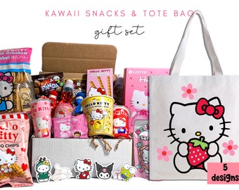 Strawberry Tote Bag Hello Kawaii Hello Cute Kitty Box Japanese Candy Snacks Kitty Candy Gift Box Candy Treat Asian Exotic Ramen Rumune Drink