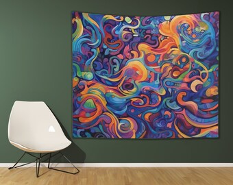 Colorful Abstract Tapestry I Wall Hanging I Bedroom Dorm Living Room Wall Hanging I Trippy Room Décor I Large Wall Tapestry