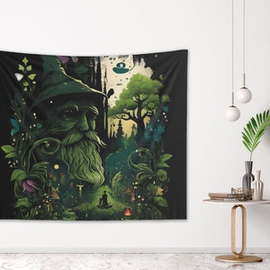 Forest Wizard Tapestry I Wall Hanging I Bedroom Dorm Living Room Wall Hanging I Trippy Room Décor I Large Wall Tapestry