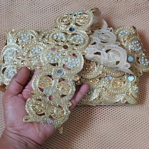 3.4 inch Lace (9 miter )  Golden  Lace|Clothing Accessories|Lace Trim Accessories|Lace Wholesale|Strong Elastic Lace|Garment Lace