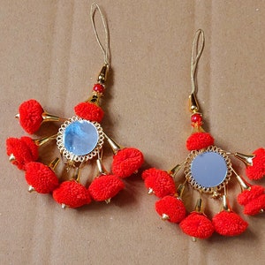 Red  Latkan for suit Trim Traditional Hanging Craft, Latkan for Blouse Saris, Lehenga, Hanging  Handmade, dress tassel and pom pom set 1 PC