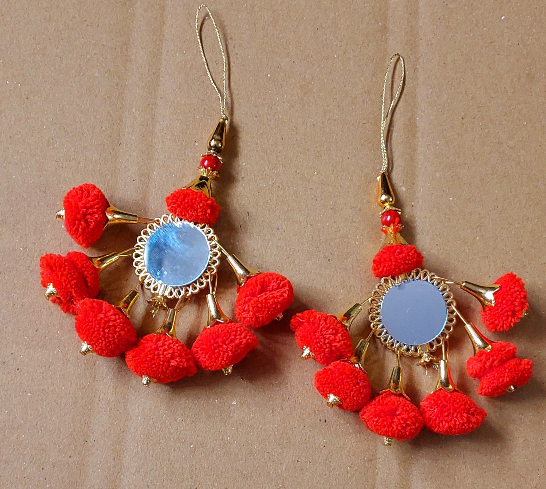 Rio Pom Earrings | Red | Earrings, Funny earrings, Pom pom earrings