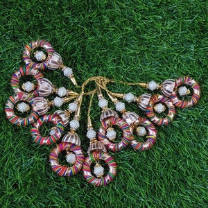Latkan for blouse Lehenga HandBags Hangings Decoration Bridal Wedding dress for Women pair Thread Fringe Beaded latkan of 2 PC