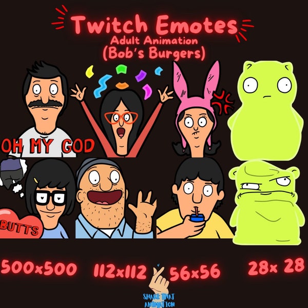 Burger Family Show Emote Pack Adult Animation Emotes/ Streamer/ Gamer/ Emote for Streaming - Twitch, Kick, Discord, YouTube