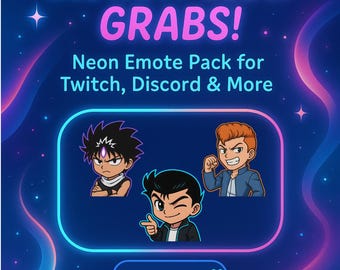 Chibi Anime Emote Pack: Spirit Fighter Inspired - Twitch & Discord (Instant Download)