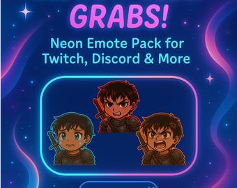 Dark Fantasy Chibi Emotes: Warrior Girl Pack (Instant Download)