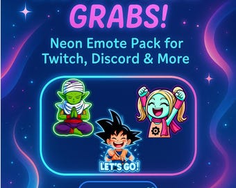 Dragon Warrior Inspired Emote Pack | Cosmic Anime Chibi Emotes for Twitch & Discord, Instant Download