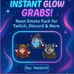 Chibi Gamer Emotes: Dark Fantasy RPG Pack for Twitch & Discord (Instant Download