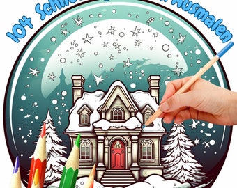 104 bolas de nieve para colorear | Páginas para colorear para niños y adultos | Ideas creativas de pintura, regalos de Navidad, diversión de bricolaje -Descargar PDF