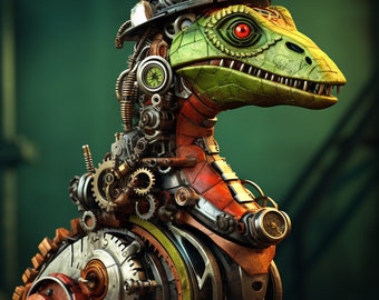Dinosaur Steampunk parte 2 Libro para colorear creativo con dinosaurios mecánicos y engranajes para descargar - 50 páginas para colorear perfectas #Tafscoloringbooks