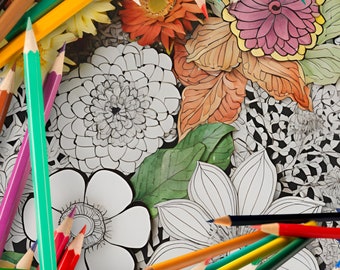 Libro para colorear Zentangle con flores - Descubre el hermoso mundo de los colores 50 páginas para colorear para imprimir con hermosos motivos florales