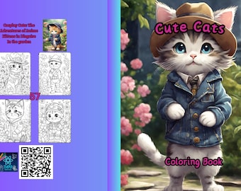 56 Lindos Gatos - Libro para colorear Anime - Divertido libro para colorear para niños y adultos | Imprime y comienza #Tafsdesign #Tafscoloring books