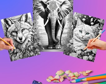 Libro para colorear de retratos de animales para adultos | 50 fantásticos motivos de animales | Coloración relajante | Creatividad y paz #Tafsdesign #Tafscoloringlibros