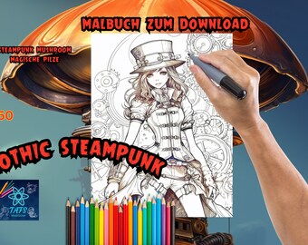 Páginas para colorear de chicas steampunk de anime gótico con más de 50 ilustraciones maravillosas -Steampunk Ladies