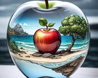 Páginas para colorear para estudiantes avanzados: Manzana de cristal Páginas para colorear para imprimir y descargar al instante Páginas para colorear creativas - Libro para colorear