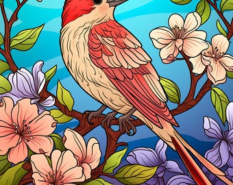Libro para colorear con pájaros y flores - Dibujo creativo para niños y adultos, relajación y diversión con preciosas ilustraciones de pájaros - 100 imágenes