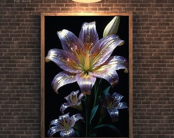 Orquídea a la luz – Arte mural digital como impresión Giclée – Elegante decoración floral para imprimir