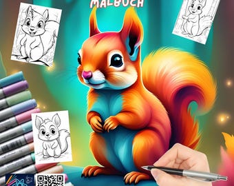 32 páginas para colorear digitales con adorables ardillas | Descarga instantánea | Dibujos para colorear para niños y adultos - Dibujos geniales para colorear