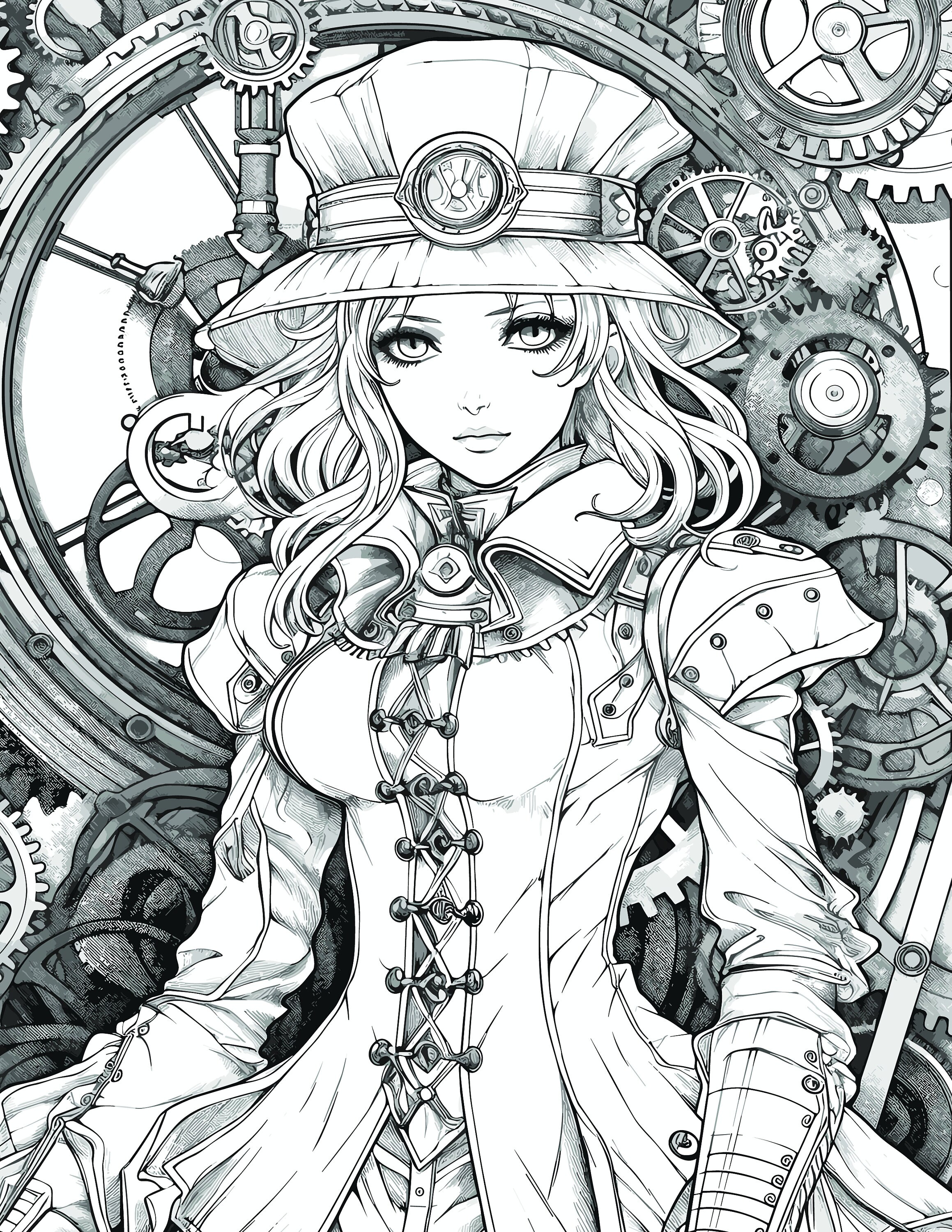 Gothic Anime Steampunk Girls Coloring Pages Over 50 Wonderful ...