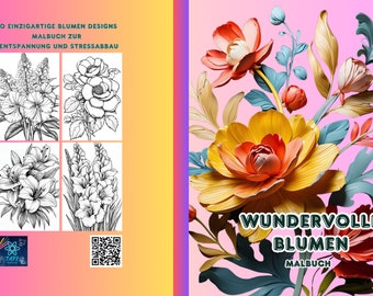 50 páginas para colorear de flores para adultos – Libro digital para colorear en PDF – Motivos florales relajantes para imprimir