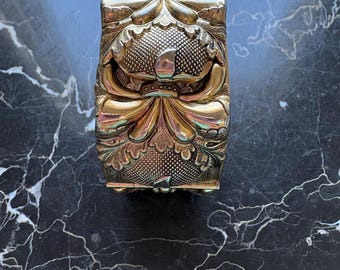 Vintage Vargas Repoussé Floral Wide Gold Tone Bracelet with Safety Chain