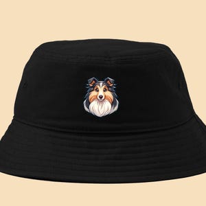 Collie Bucket Hat, cute dog printed bucket hat, handmade and printed in USA