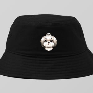 Shih Tzu Bucket Hat, niedlicher Hund bedruckter Fischerhut, handgefertigt und gedruckt in den USA