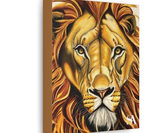 Majestic Lion Canvas Wall Art: Giclée Print, Wildlife Safari Decor