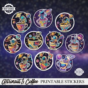 Digital Astronauts Stickers - Laptop Space Stickers - Water Bottle Decal - Coffe Lovers Stickers - GoodNotes Stickers - Planner Decal