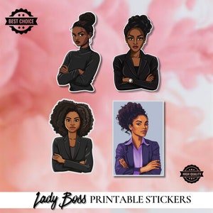 Afro Women Digital Stickers - Boss Lady Clipart - Goodnotes, Laptop, Planner Stickers - Girl Boss Clipart - Precropped Black Girl Sticker