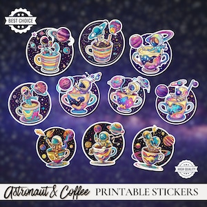 Digital Astronauts Stickers - Laptop Space Stickers - Water Bottle Decal - Coffe Lovers Stickers - GoodNotes Stickers - Planner Decal