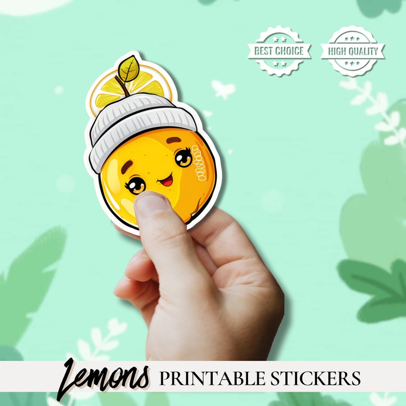 Printable Lemon Stickers - Kawaii Lemon Stickers - Instant Download ...